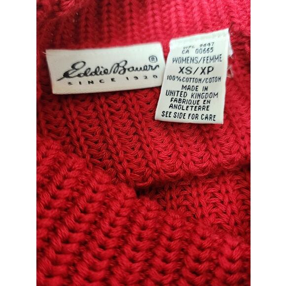 Eddie Bauer VTG Red Ribbed Knit Turtleneck Long SleeveSweater 100% Cotton W  XS - Picture 7 of 10